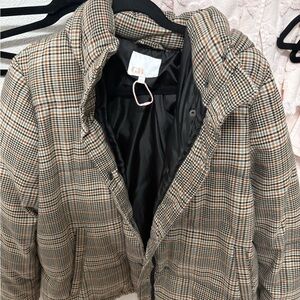 Gianni Bini juniors Checkered Puffer Jacket - Brown and Black